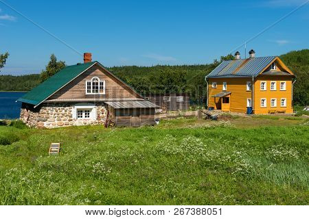 Residential Building And Boulder Bath Holy Trinity Anzersky Monastery Of The Solovki Monastery On Th