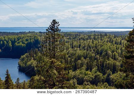 View Of The Island Of Anzersky And The White Sea From Mount Calvary On Anzersky Island, Solovki Isla