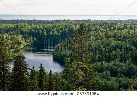 View Of The Island Of Anzersky And The White Sea From Mount Calvary On Anzersky Island, Solovki Isla