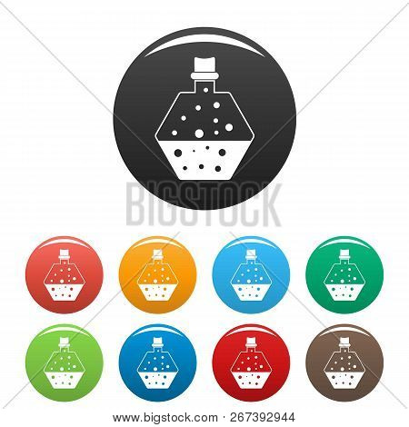 Boiling Potion Icons Set 9 Color Isolated On White For Any Design