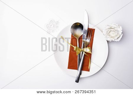 Christmas New Year Valentines Day Silverware For Celebration As Invitation Design Backgroundchristma