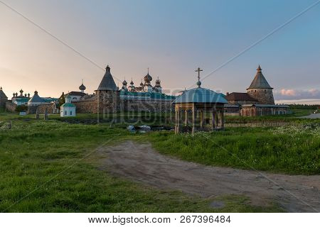 View On Solovetsky Monastery From The Bay Of Well-being, Russia. Solovetsky Monastery Is On The Unes