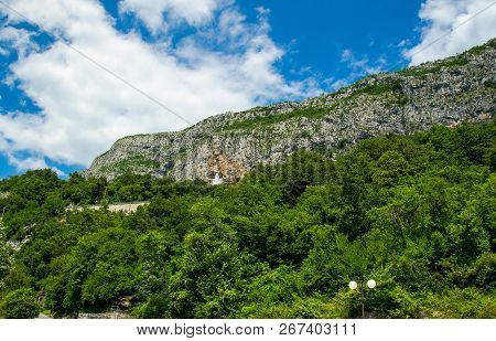Monastery Of Ostrog Placed On Vertical Rock Of Ostroska Greda, Montenegro