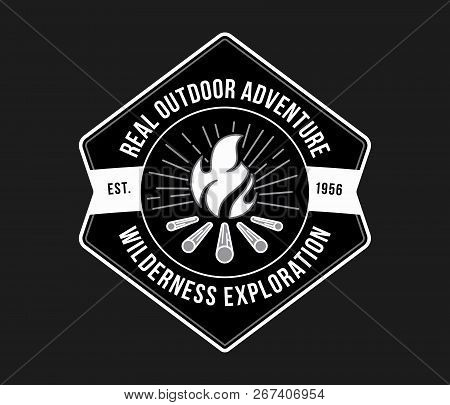 Outdoor Wilderness Exploration White On Black Is A Vector Illustration About Real Adventure
