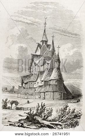 Heddal stave church vanhaa kuvaa, Telmark, Norja. Luoma Wormser julkaistaan Le Tour du M
