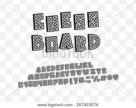 Alphabet Chessboard Design. Letters, Numbers And Punctuation Marks. Eps 10