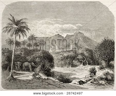 Shilluk region poblíž Sabot řeky, starý pohled, Jižní Súdán. Vytvořil(a) Lancelot po Russegger, publ