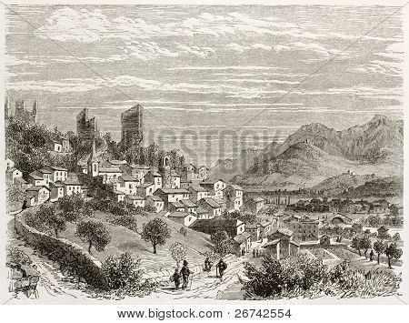Antiga visão de Bourdeaux, França. Criado por Girardet depois Muston, publicado em Le Tour du Monde, Paris, 