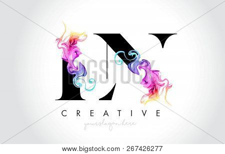 Ln Vibrant Creative Leter Logo Design With Colorful Smoke Ink Flowing Vector Illustration.