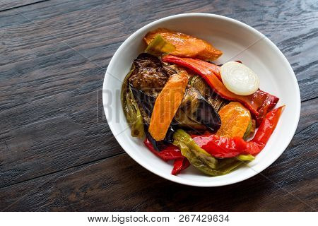 Turkish Food Style Fried Vegetables, Red Pepper, Aubergine, Carrot, Hot Pepper And Onions / Sebze Ki
