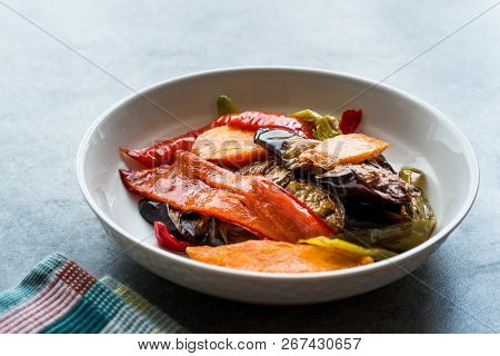 Turkish Food Style Fried Vegetables, Red Pepper, Aubergine, Carrot, Hot Pepper And Onions / Sebze Ki