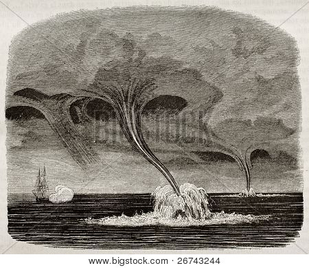 Waterspouts alte Abbildung. von unbekannten Autor veröffentlicht am Magasin malerische, Paris, 1842