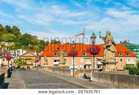 Alte Mainbrucke, The Old Bridge Across The Main River In Wurzburg - Bavaria, Germany