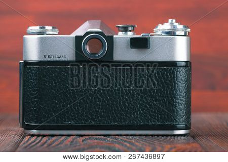 Moscow, Russia, April 20, 2017. The Old Soviet 35 Mm Slr Camera Zenit B, Released 1969.