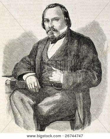 Lorenzo Valerio vecchio ritratto inciso, politico italiano. Creato da Gilbert, pubblicato su L'Illust