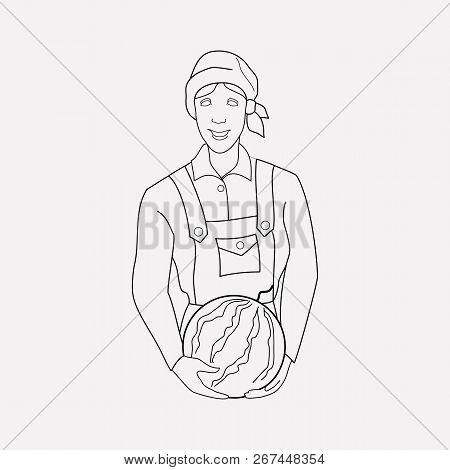 Farmer Woman Icon Line Element. Vector Illustration Of Farmer Woman Icon Line Isolated On Clean Back