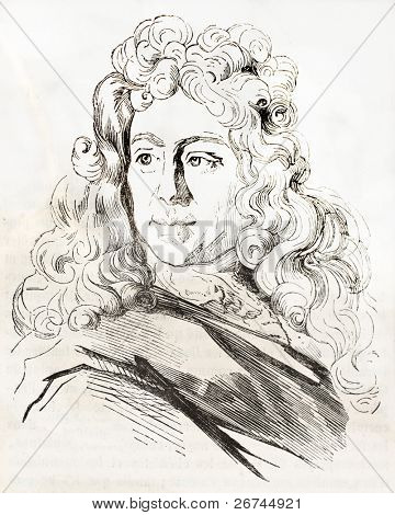 Isaac de Benserade vecchio ritratto inciso, poeta francese. Creato da Gigou, pubblicato su Magasin Pittor