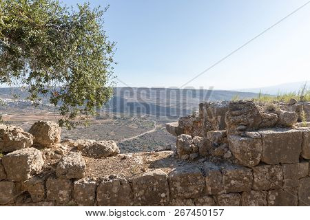 View Of The Nearby Valley From The Wall In Nimrod Fortress Located In Upper Galilee In Northern Isra