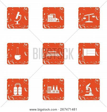 Microanalysis Icons Set. Grunge Set Of 9 Microanalysis Vector Icons For Web Isolated On White Backgr