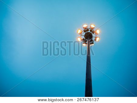 Luminaire Ring With Orange Lighting Fixtures, With Space For Place Your Text.