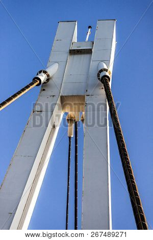 Close-up View On The Column Holding The Weight Of A Pedastrian Bridge In Izmir (turkey)