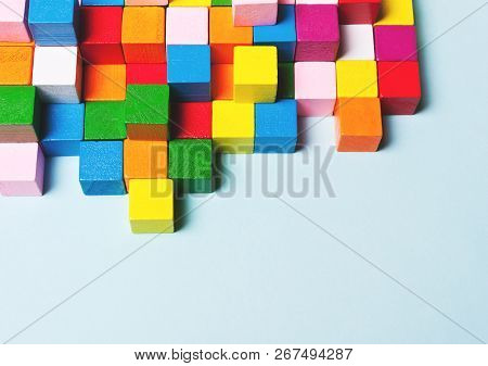 Color Cubes In The Puzzle. Concept Creative, Logical Thinking, Art