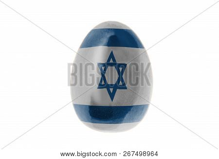 Easter Egg With Israeli Flag Isolated On White Background