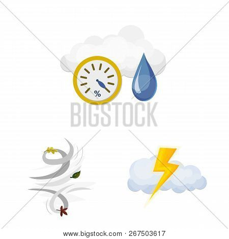 Isolated Object Of Weather And Climate Symbol. Set Of Weather And Cloud Stock Vector Illustration.