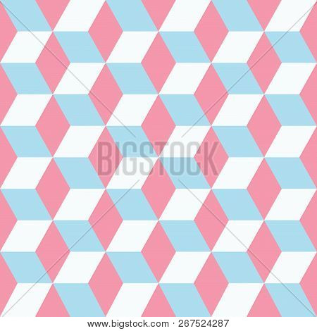Seamless Pattern Of Colored Cubes. Endless Multicolored Cubic Background. Cube Pattern. Cube Vector.