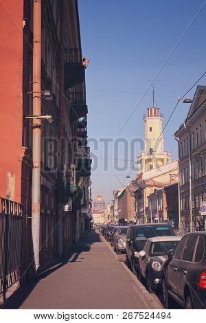 Summer Street In St. Petersburg In Pastel Colors
