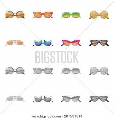 Vector Design Of Glasses And Sunglasses Icon. Collection Of Glasses And Accessory Vector Icon For St