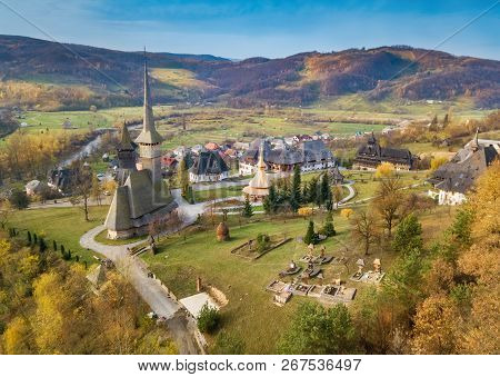 Aerial View Of Barsana Monastery In Maramures Region, Sighetul Marmatiei - Romania