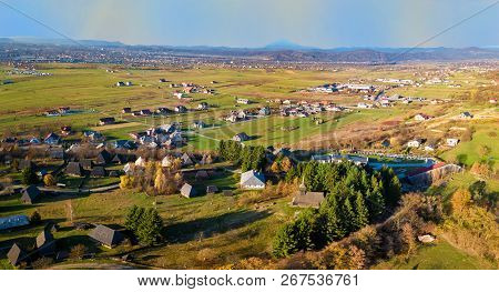 Aerial View Of Village Museum In Sighetu Marmatie, Maramures Region, Romania