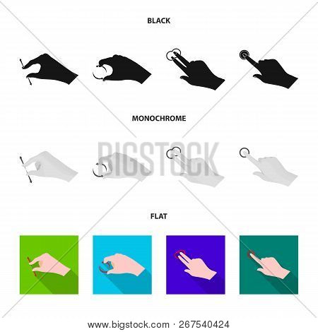 Vector Design Of Touchscreen And Hand Icon. Collection Of Touchscreen And Touch Vector Icon For Stoc
