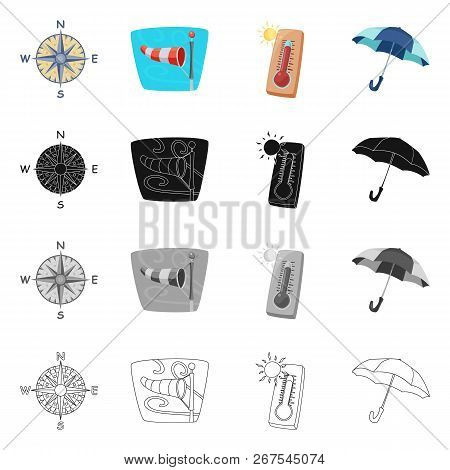 Vector Illustration Of Weather And Climate Symbol. Set Of Weather And Cloud Vector Icon For Stock.