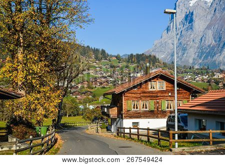 Landscape With Mountain Village In Autumn