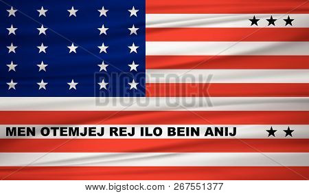 Bikini Atoll Flag Vector. Vector Bikini Atoll Flag Blowig In The Wind. Eps 10.