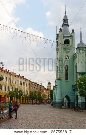Mukacheve, Ukraine - April 25, 2017: City Hall Of Mukacheve.