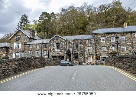 Beddgelert , Wales - May 03 2018 : Many Houses In Beddgelert Are Historic Traditional Stone Cottages