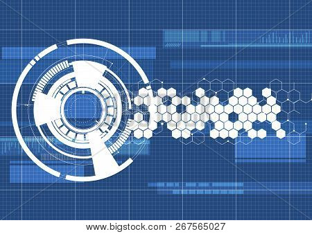 Technological Blueprint Technical Haxagon Interface Background Vector Design