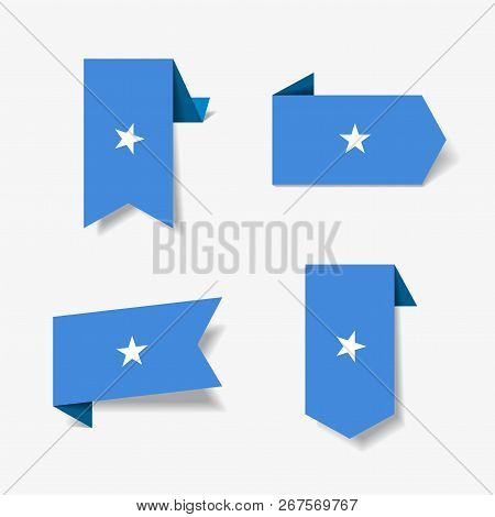 Somalian Flag Stickers And Labels. Vector Illustration.