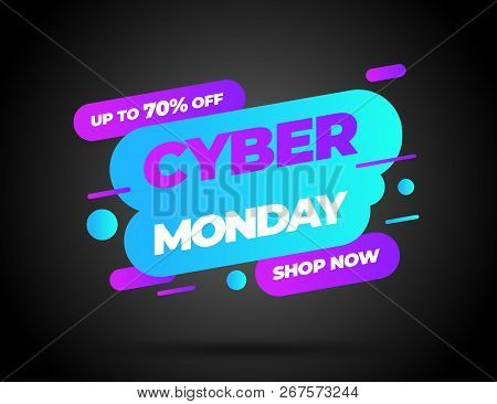 Cyber Monday, Discount Sale Concept. Inscription Design Template. Cyber Monday Banner. Vector Illust