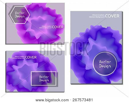 Blue Violet Posters Design With Vibrant Gradient, Neon Fluid Texture. Fashionable Vector Backgrounds
