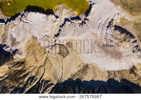 Surrealistic Aerial Image Of Abandoned Opencast Mine