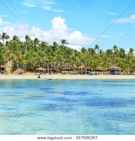 Sunny Panorama Of Dominicus Beach At Bayahibe, Dominican Republic