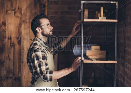 Builder Retro Vintage Style People Person Concept. Photo Portrait Of Skilled Professional Concentrat
