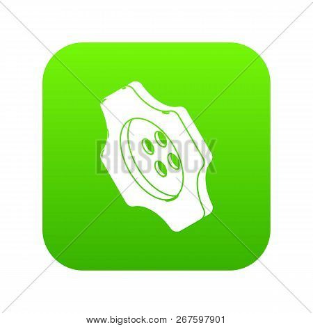 Cogwheel Clothes Button Icon Green Vector Isolated On White Background