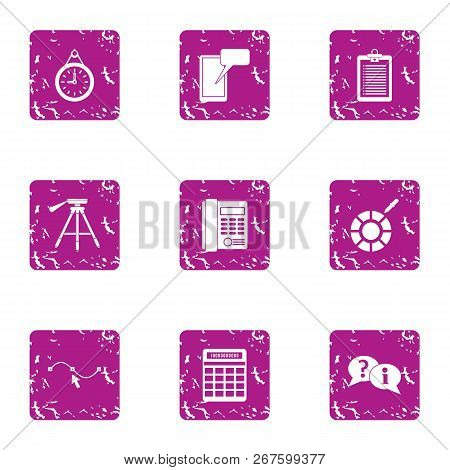 Performance Indicator Icons Set. Grunge Set Of 9 Performance Indicator Vector Icons For Web Isolated