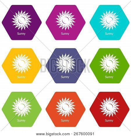 Sunny Icons 9 Set Coloful Isolated On White For Web