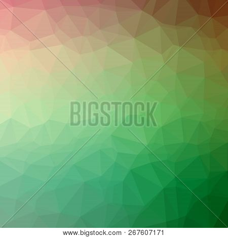 Illustration Of Abstract Low Poly Green-121 Square Background